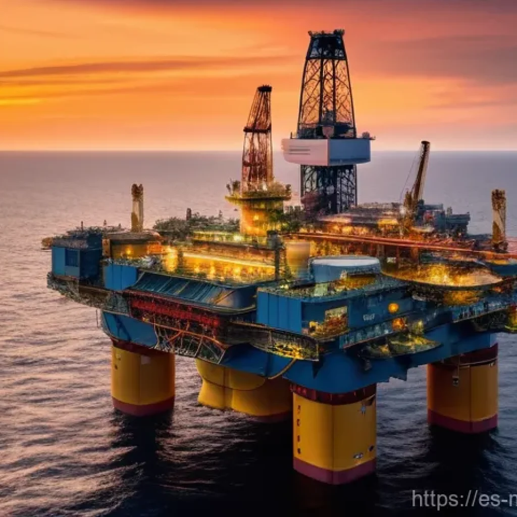 심해가스 자원의 채굴법 - **Prompt:** A breathtaking, wide-angle shot of a colossal, ultra-modern deep-sea natural gas drillin...