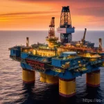 심해가스 자원의 채굴법 - **Prompt:** A breathtaking, wide-angle shot of a colossal, ultra-modern deep-sea natural gas drillin...