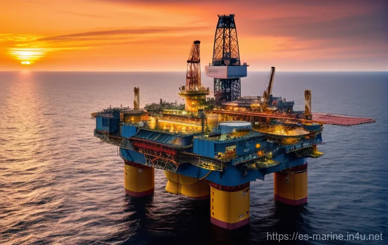 심해가스 자원의 채굴법 - **Prompt:** A breathtaking, wide-angle shot of a colossal, ultra-modern deep-sea natural gas drillin...