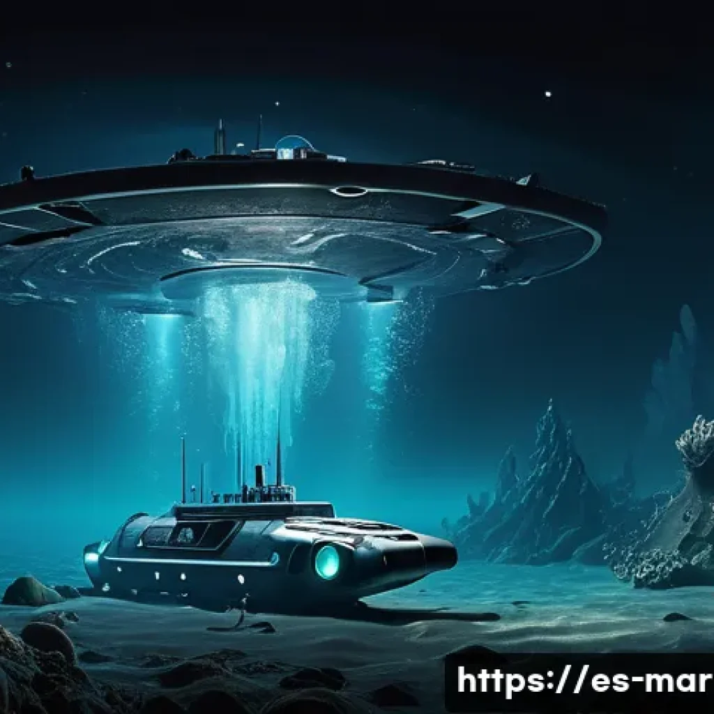 해양자원 개발의 국제 경쟁력 - **Prompt:** A futuristic, highly detailed autonomous underwater vehicle (AUV) with multiple sensors ...