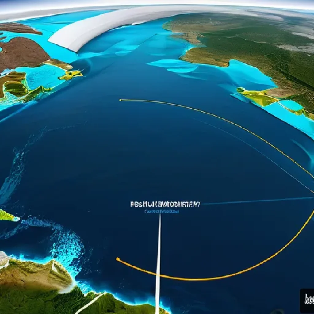 해양자원 개발의 미래 기술 - A high-tech satellite orbiting above a vibrant blue ocean, equipped with advanced sensors and solar ...