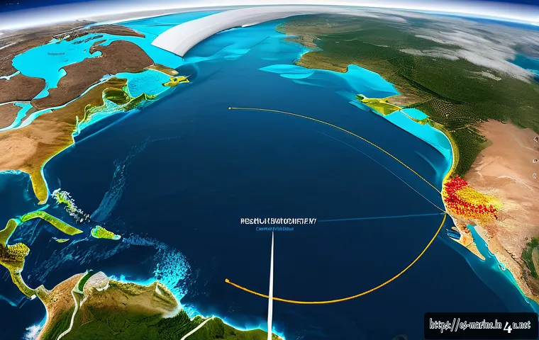 해양자원 개발의 미래 기술 - A high-tech satellite orbiting above a vibrant blue ocean, equipped with advanced sensors and solar ...